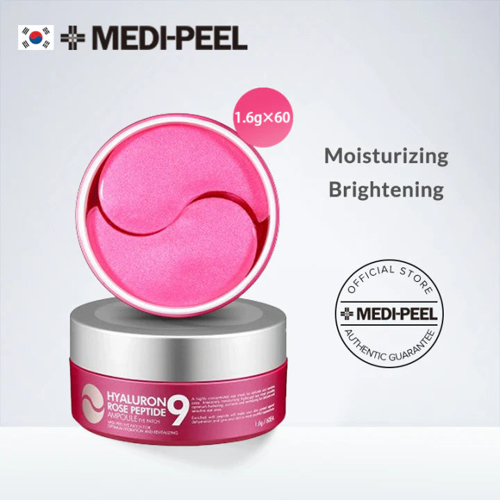 MEDI-PEEL Hyaluron Rose tonizuojanti hidrogelinė paakių kaukė su rožių ekstraktu ir peptidais, 60vnt.