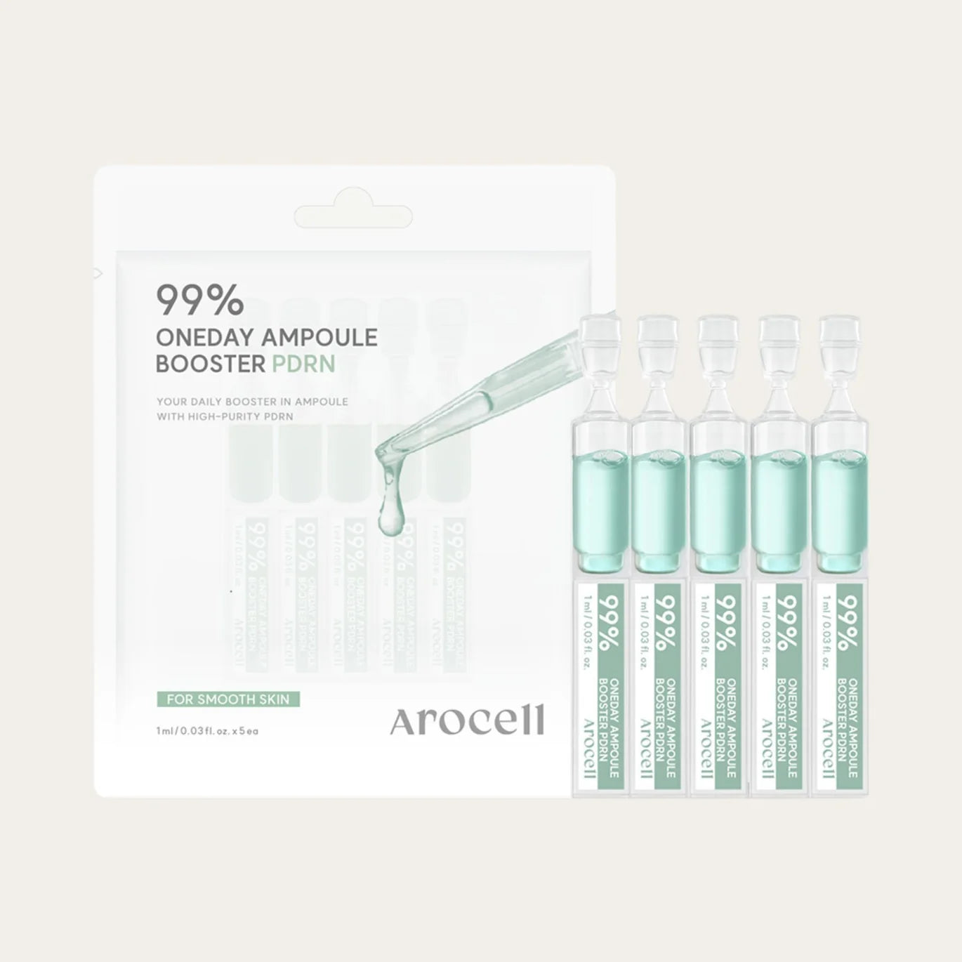 AROCELL 99% Booster PDRN koncentruotas veido serumas, 5vnt.