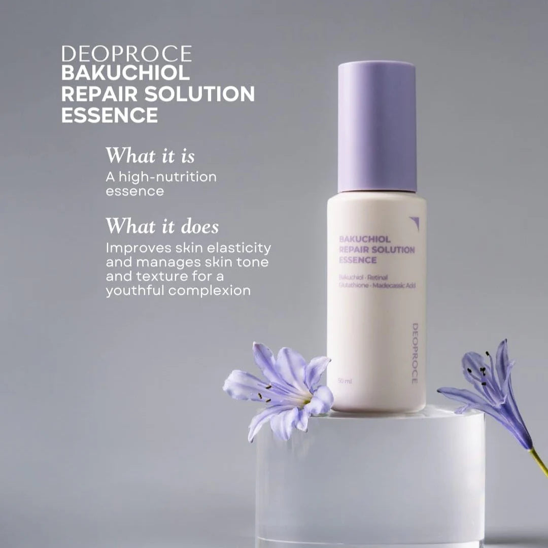DEOPROCE Bakuchiol Repair Solution anti-aging drėkinanti esencija, 50ml.