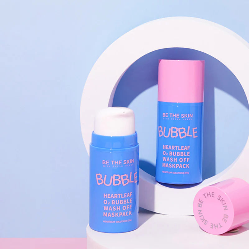 BE THE SKIN Heartleaf O2 Bubble giliai valantis veido prausiklis-kaukė su deguonimi, 50g.