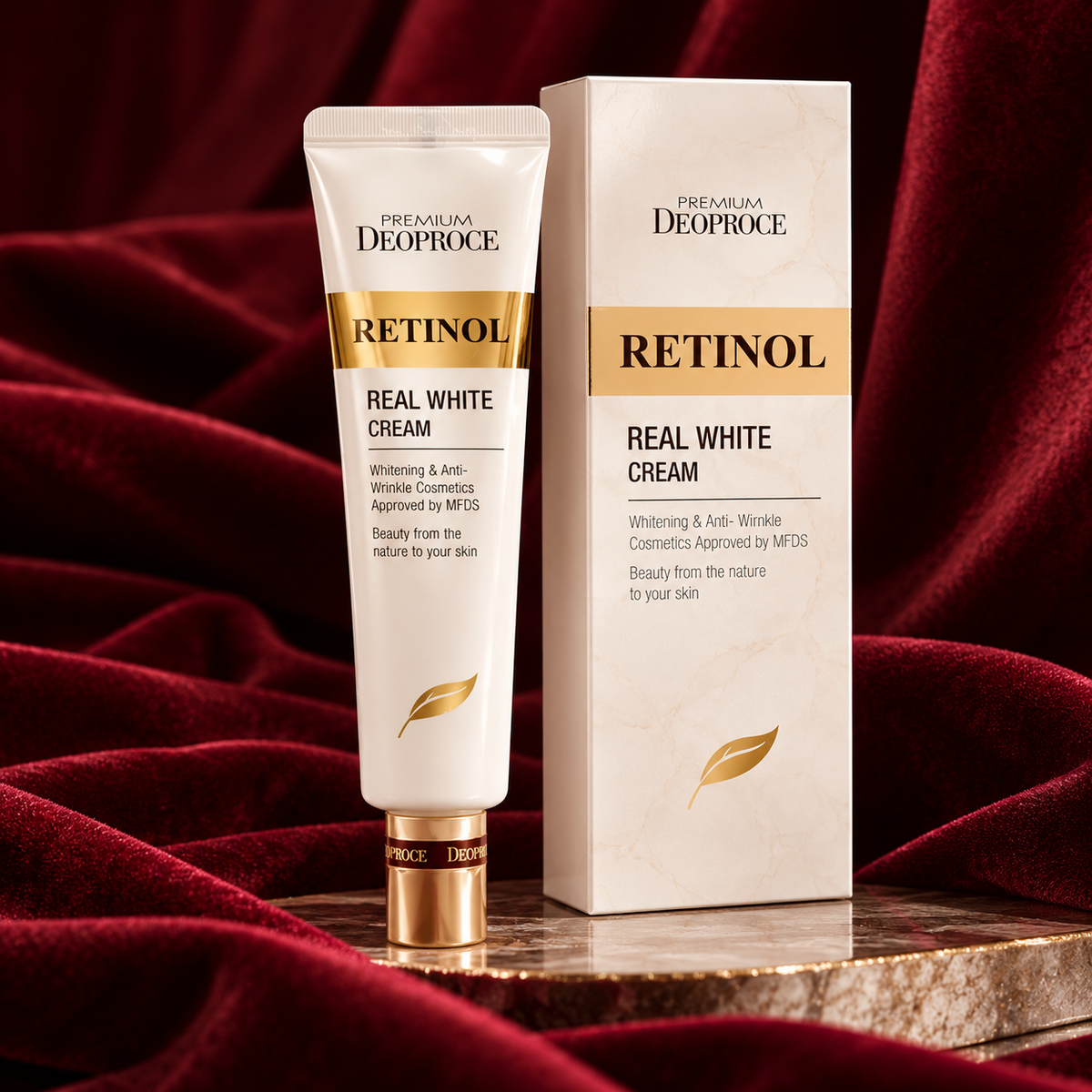 DEOPROCE Premium Retinol Real White šviesinamasis veido kremas su retinoliu, 40ml.