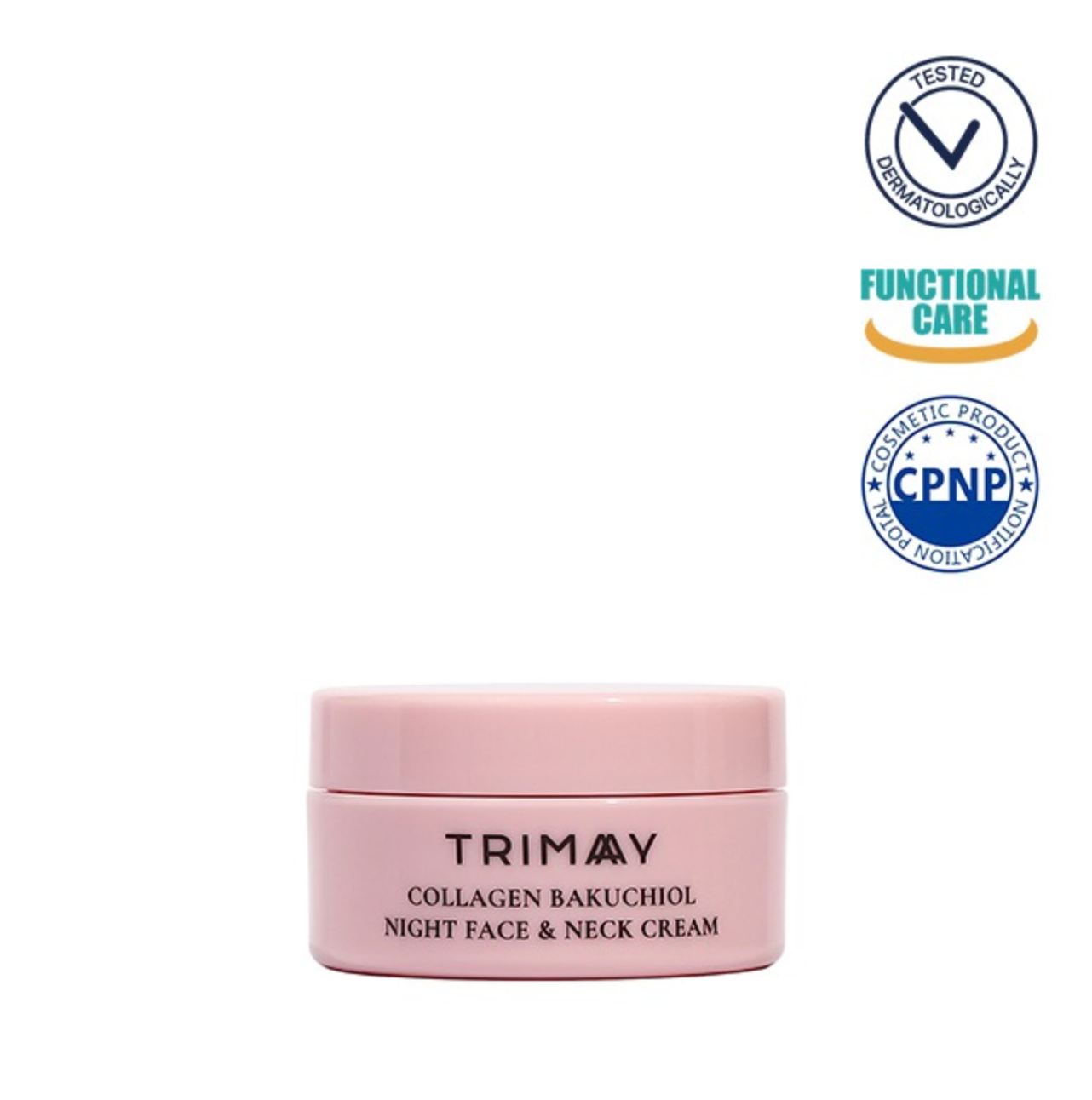 TRIMAY Collagen Bakuchiol naktinis intensyvaus veikimo veido ir kaklo kremas su kolagenu mini, 10ml.