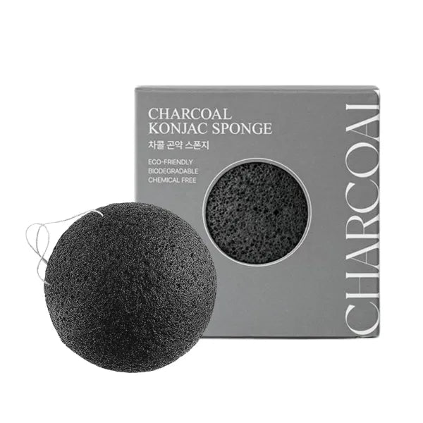 TRIMAY Charcoal Konjac Sponge veido prausimosi kempinėlė su aktyviąja anglimi