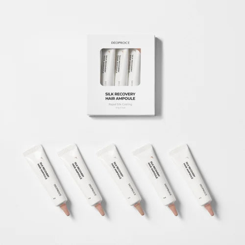 DEOPROCE Silk Recovery plauko struktūrą atstatančioji ampulė su šilko proteinais, 5vnt. po 10g.
