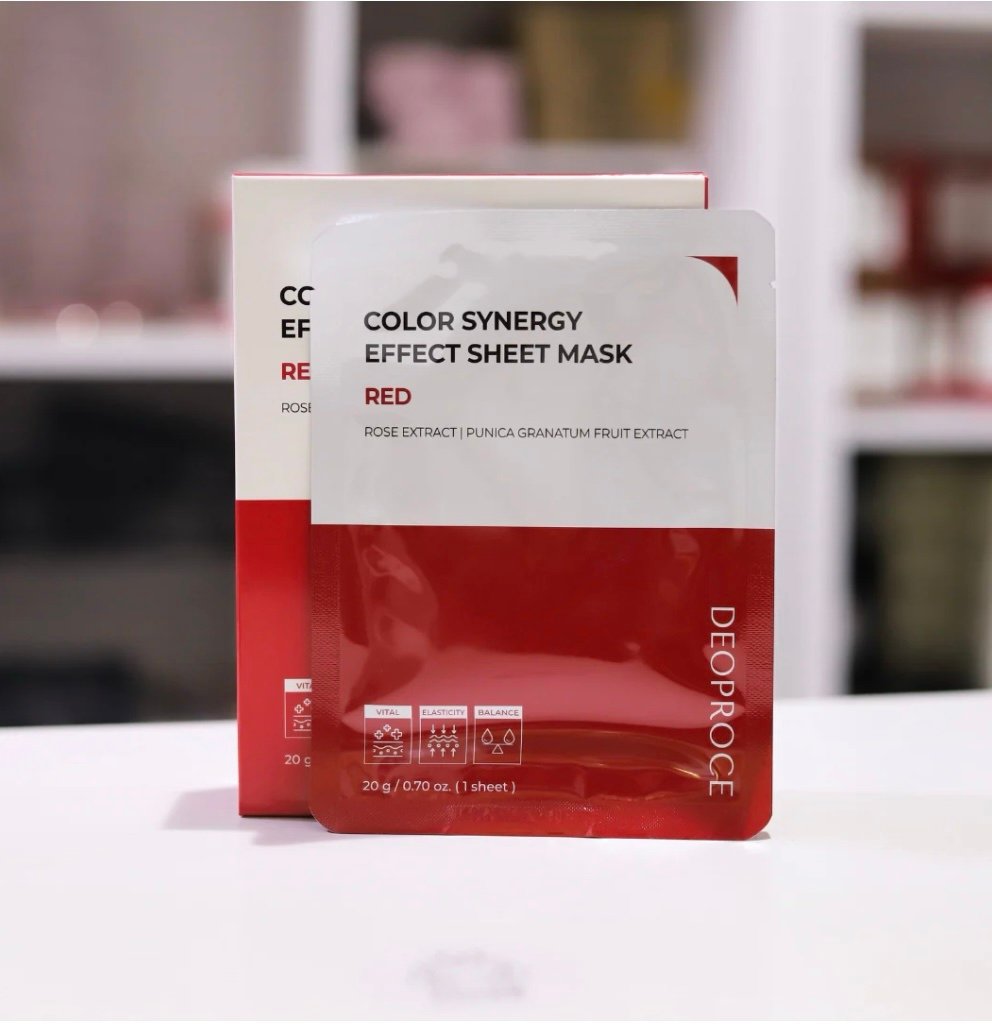 DEOPROCE drėkinanti lakštinė veido kaukė su granatų ir rožių ekstraktu