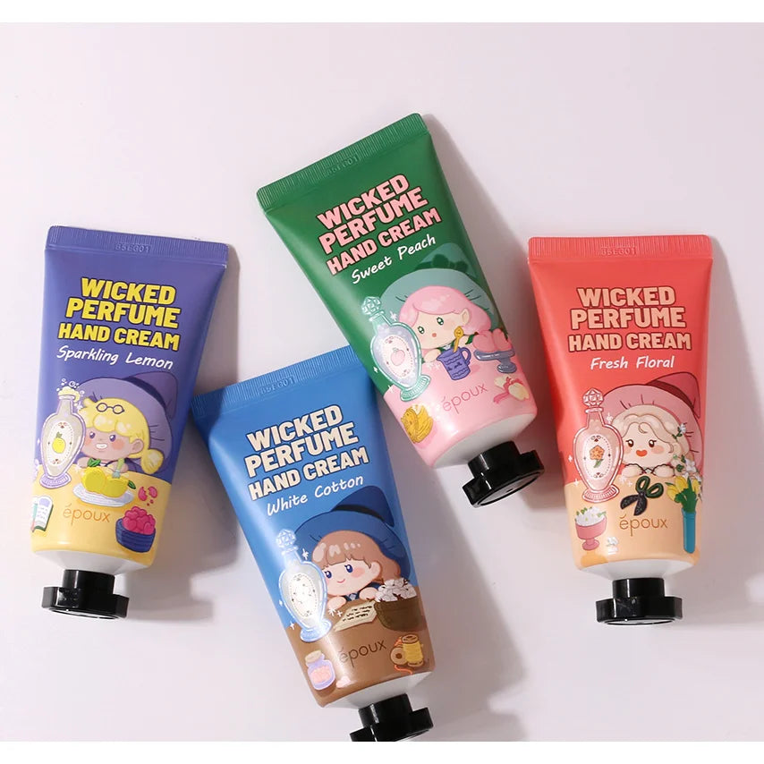 EPOUX Wicked Parfume Sweet Peach maitinamasis rankų kremas persikų kvapo, 80ml.