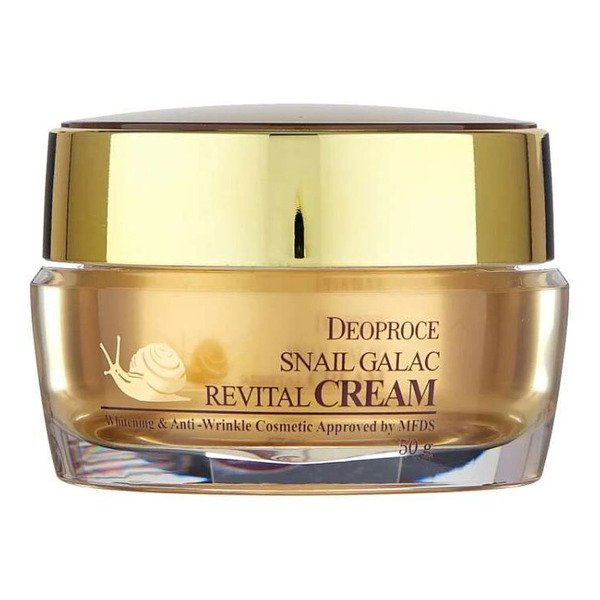 DEOPROCE Snail Galac Revital drėkinantis, maitinantis veido kremas su sraigių mucinu brandžiai odai, 50ml.