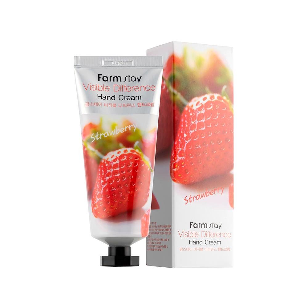 FARMSTAY Visible Difference drėkinamasis rankų kremas braškių kvapo, 100ml.