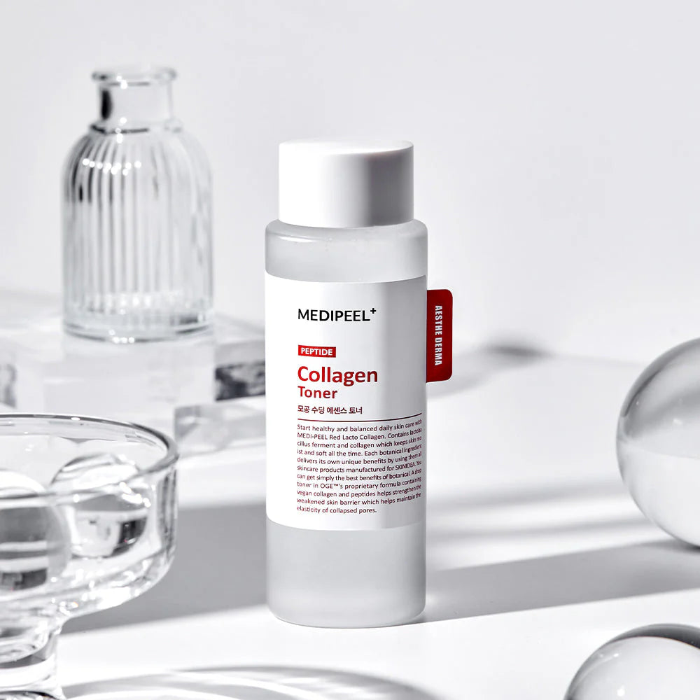 MEDI-PEEL Peptide Collagen elastingumo suteikiantis tonikas/esencija su peptidais ir kolagenu mini, 30ml.