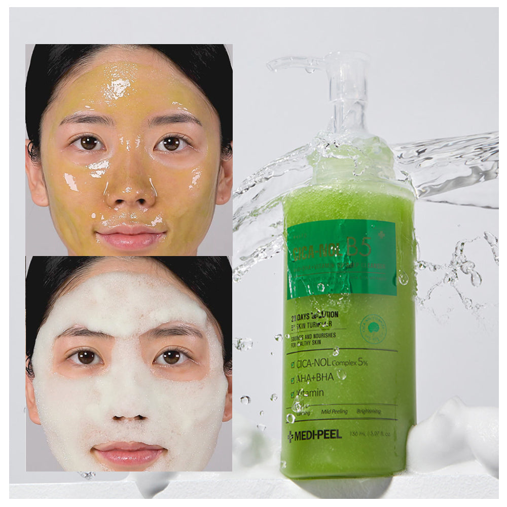 MEDI-PEEL CICA-NOL B5 raminamasis veido prausiklis-putos su B5 vitaminais ir Centella, 150ml.