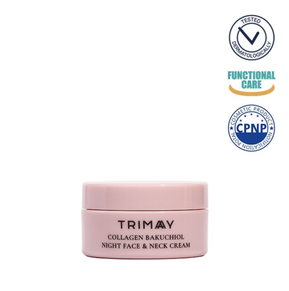 TRIMAY Collagen Bakuchiol naktinis veido ir kaklo kremas su kolagenu mini, 10ml.